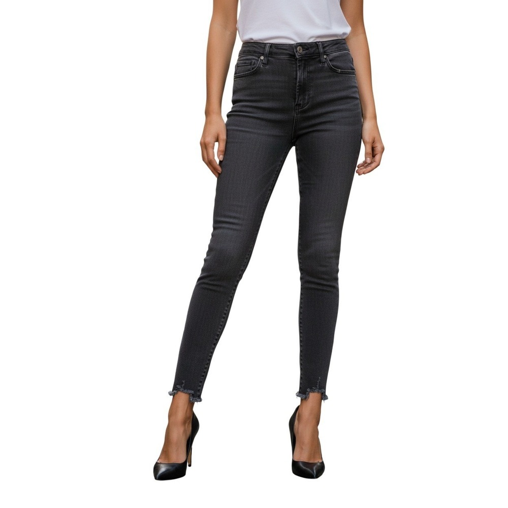 AGOLDE Sophie High Rise Skinny Jeans 27x28 Faded Black Step Hem NWOT USA‎